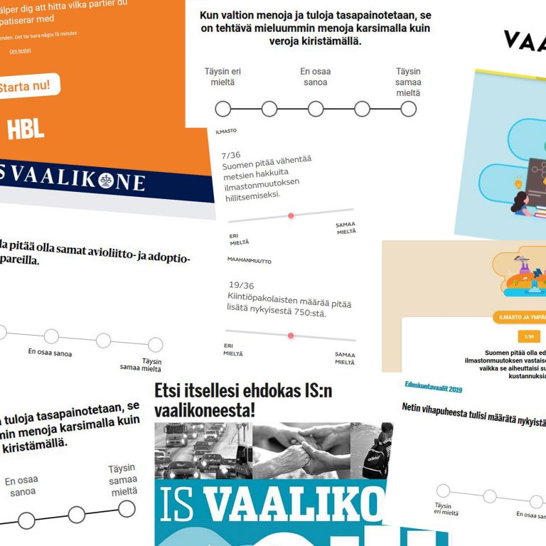 kuvakaappauksia eri medioiden vaalikoneista